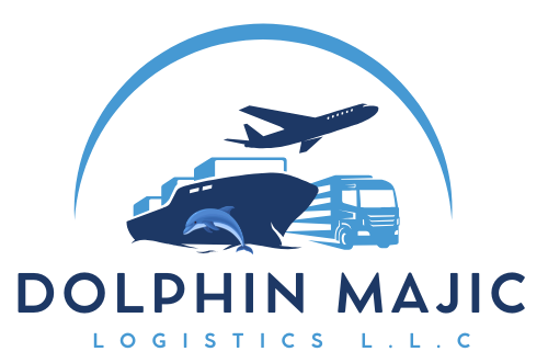 Blue Flat Illustrative Logistic Delivery Services Logo
